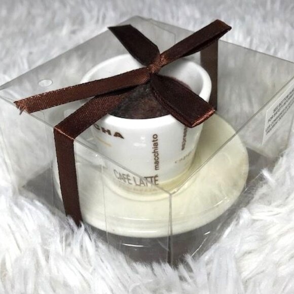 Mini Cafe Latte Cappuccino Mocha Macchiato Expresso Americano Cup/Saucer Candle - Picture 1 of 8